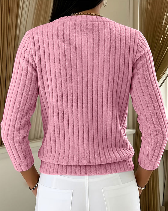 Crew Neck Button Front Stylish Coat