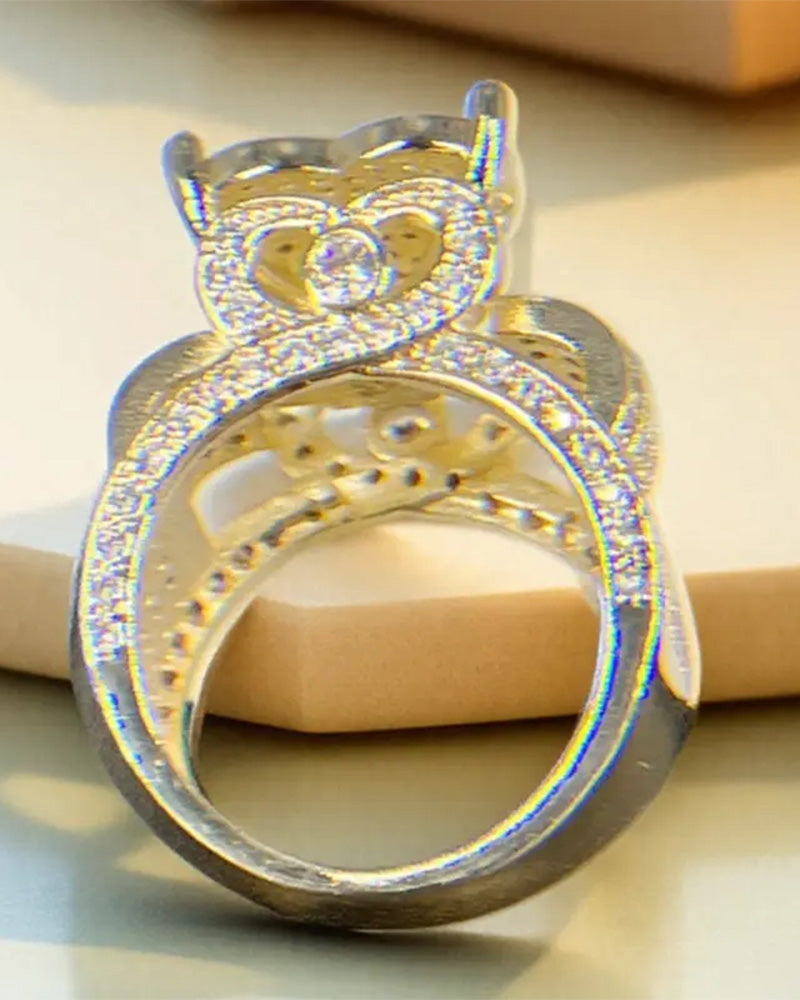 Pave Heart Shaped Ring Set for Women
