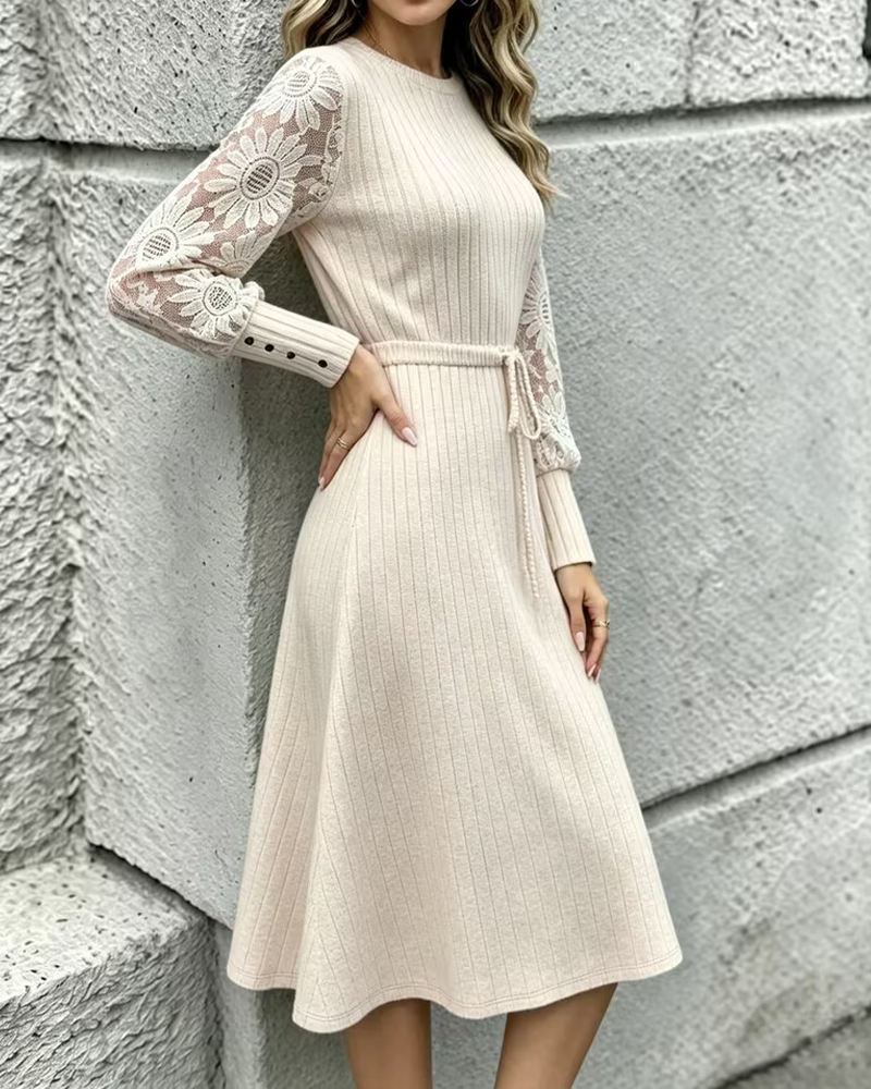 Crew Neck Tie Fashion Dress
