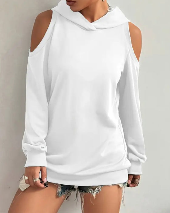 Off-The-Shoulder Hooded Sweatshirt