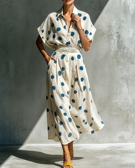 Casual Polka Dot Midi Dress