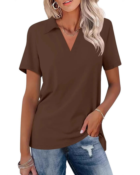 Short Sleeve V-Neck Polo T-Shirt