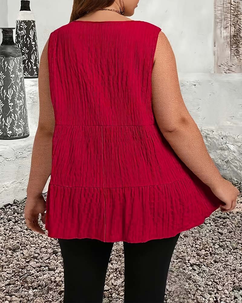 Pleated Sleeveless Tank Top