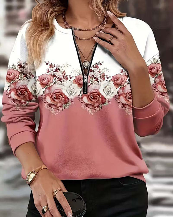 Crew Neck Half-Zip Sweatshirt