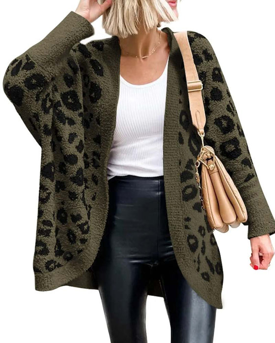 Loose Leopard Print Long Sleeve Cardigan