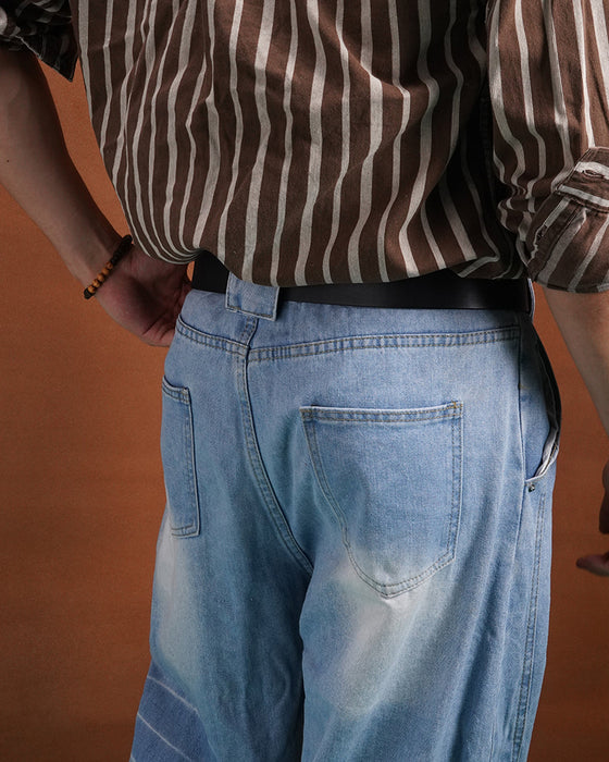 Vintage Distressed Top-Grain Leather Belt