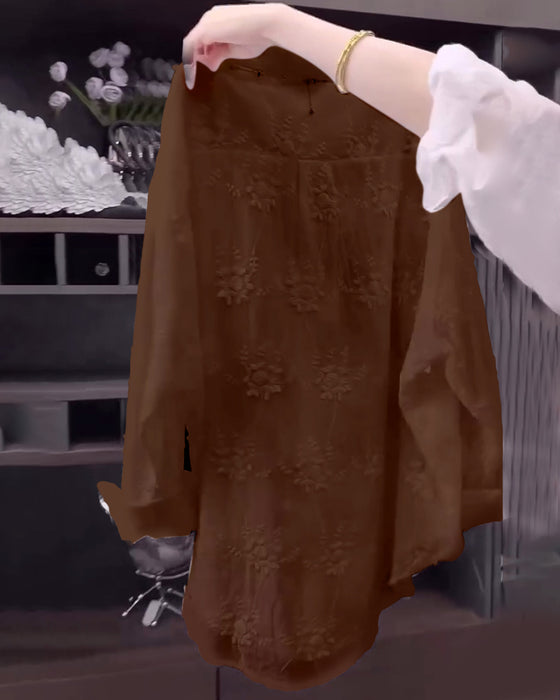 Solid Embroidered Drop Shoulder Shirt