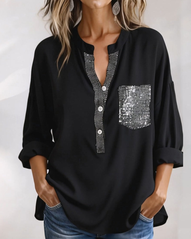 Sequin Patchwork Loose Casual Top