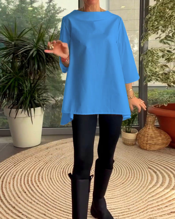 Solid color commuting top