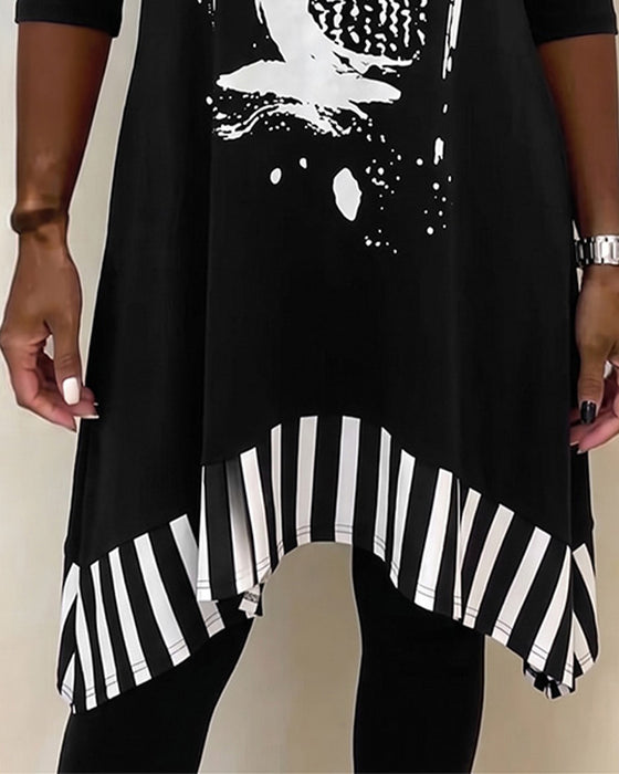 Off-Shoulder Irregular Loose Print Dress