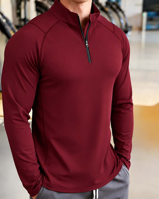 Stand Collar Zipper Raglan Sleeve Top