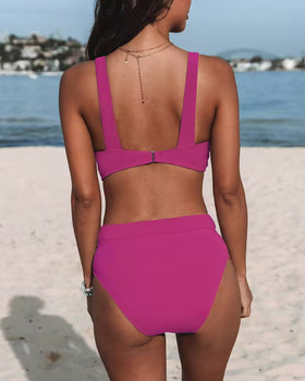 High Waist Solid Color Bikinis