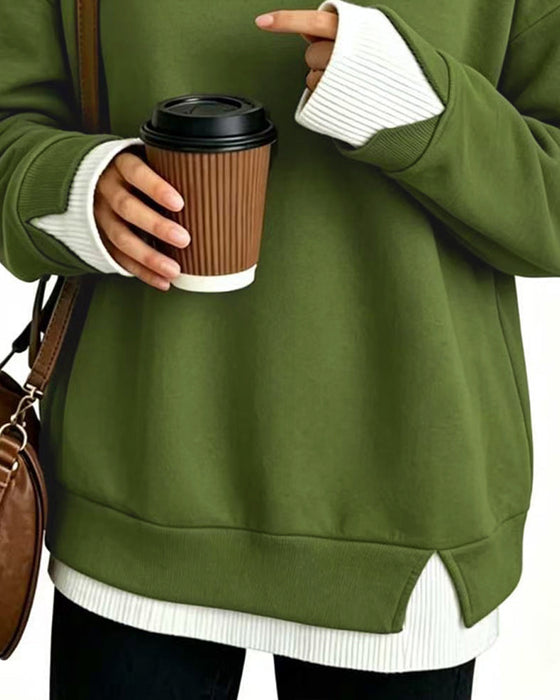Fake Layered Loose Long Sleeve Sweatshirt
