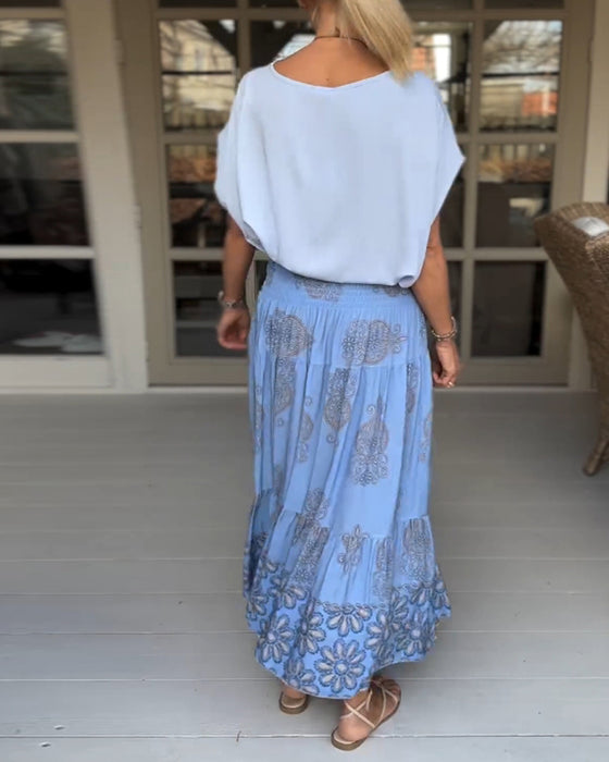 Round neck solid color loose T-shirt