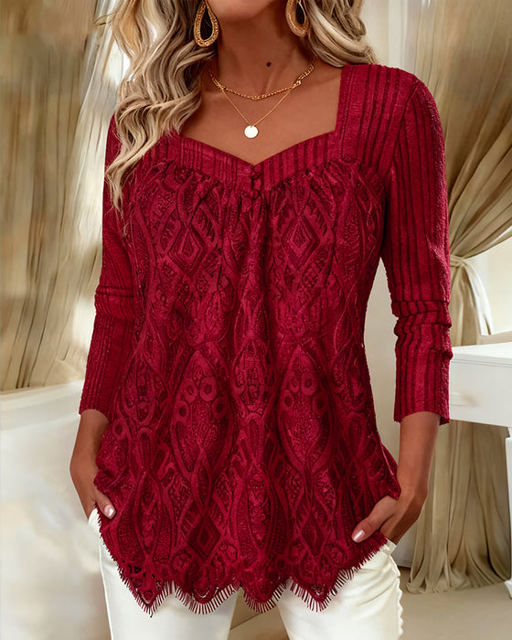 Square Neck Pit Lace Top