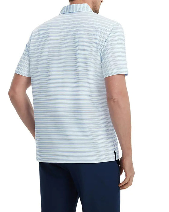 Lapel Blue And White Fine Stripe T-Shirt
