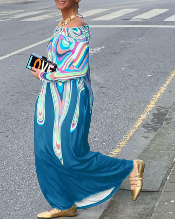 Long sleeve off shoulder elegant maxi dress