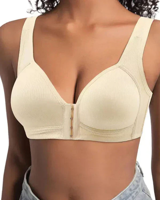 Adjustable Front Closure Push-Up Bra Wire-Free, Seamless & Side Support for Daily Wear, Spring-Summer Comfort