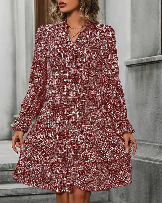 Elegant Flared Sleeve Striped Dress