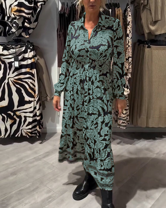 Lapel Print Fashion Dress