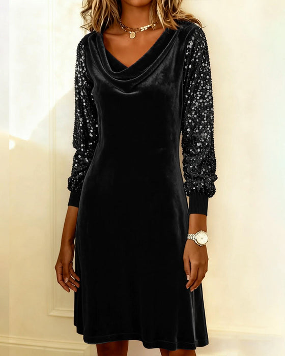 Elegant Velvet And Sequined Dress