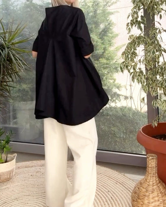 Solid color commuting top