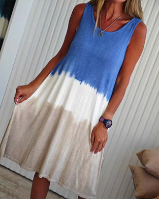 Casual Sleeveless Tie-Dye Dress