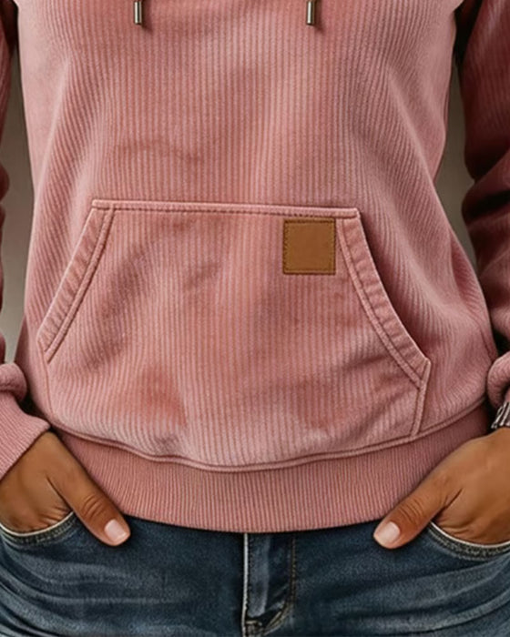 Corduroy Half-Zip Hooded Hoodie