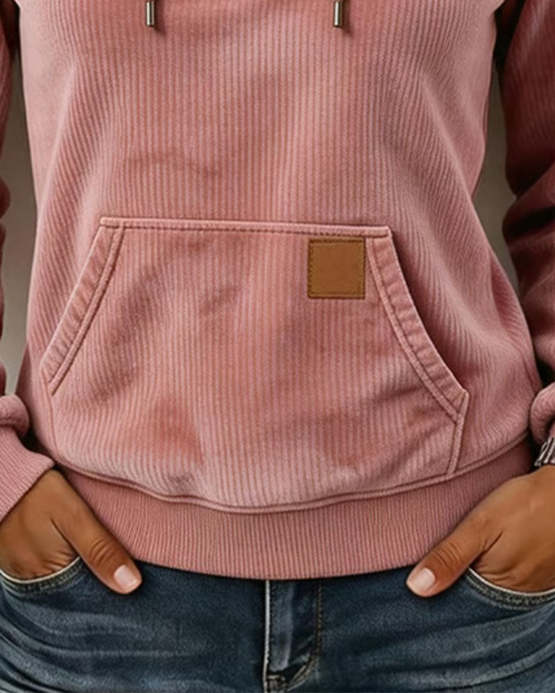 Corduroy Half-Zip Hooded Hoodie
