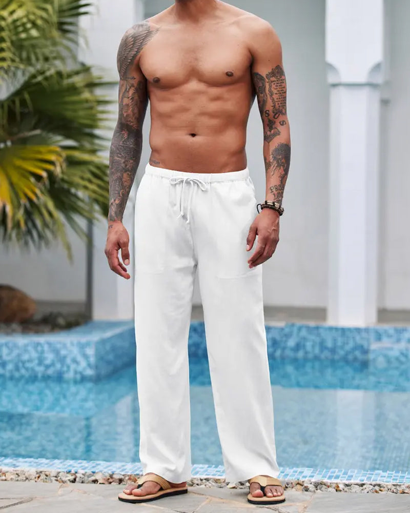 Drawstring Waist Straight-Leg Casual Pants