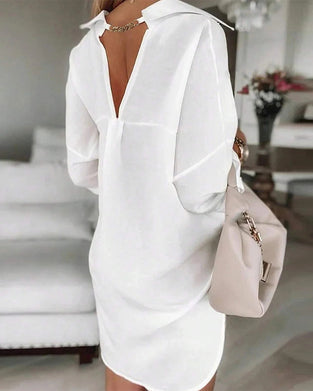 100% Cotton Hollow-Out V-Back Fashion Dress