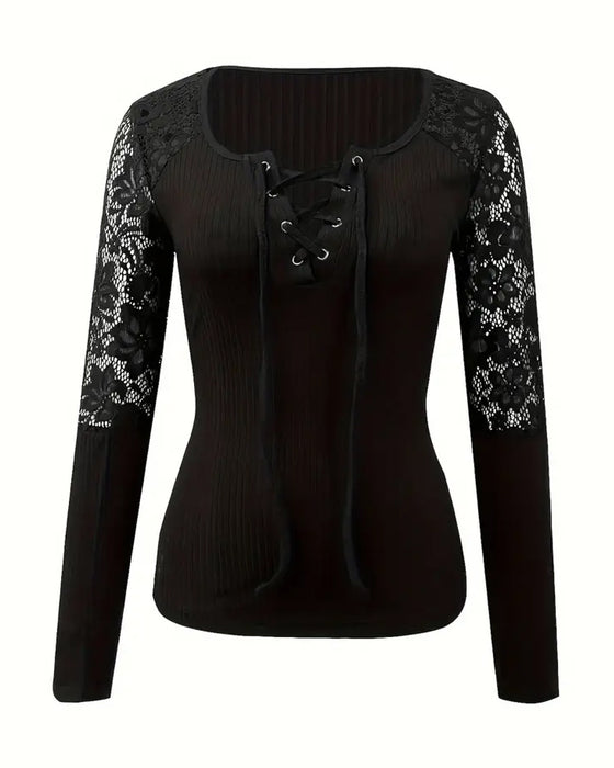Tie-Neck Knit Blouse