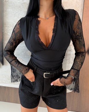 Bell Sleeve V-Neck Top