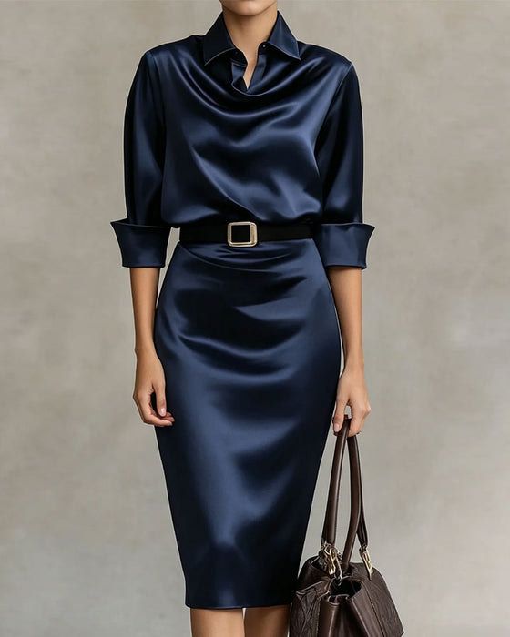Shirt Collar Tiered A-Line Dress
