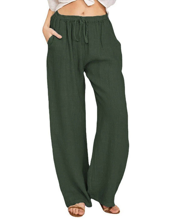Loose Straight-Leg Solid Color Long Pants