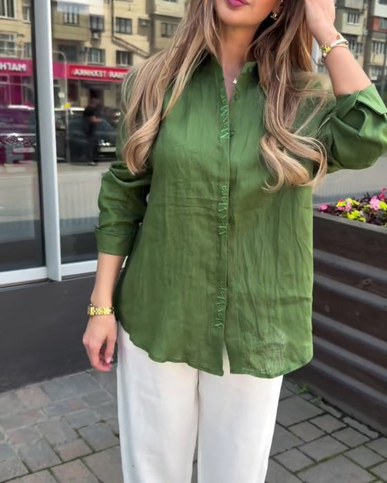 Lapel Long Sleeve Loose Shirt