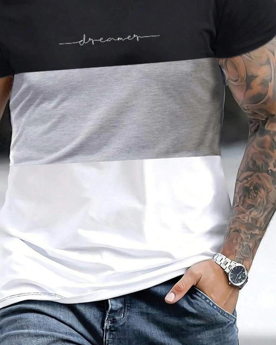 Color Block Crew Neck Short Sleeve T-Shirt