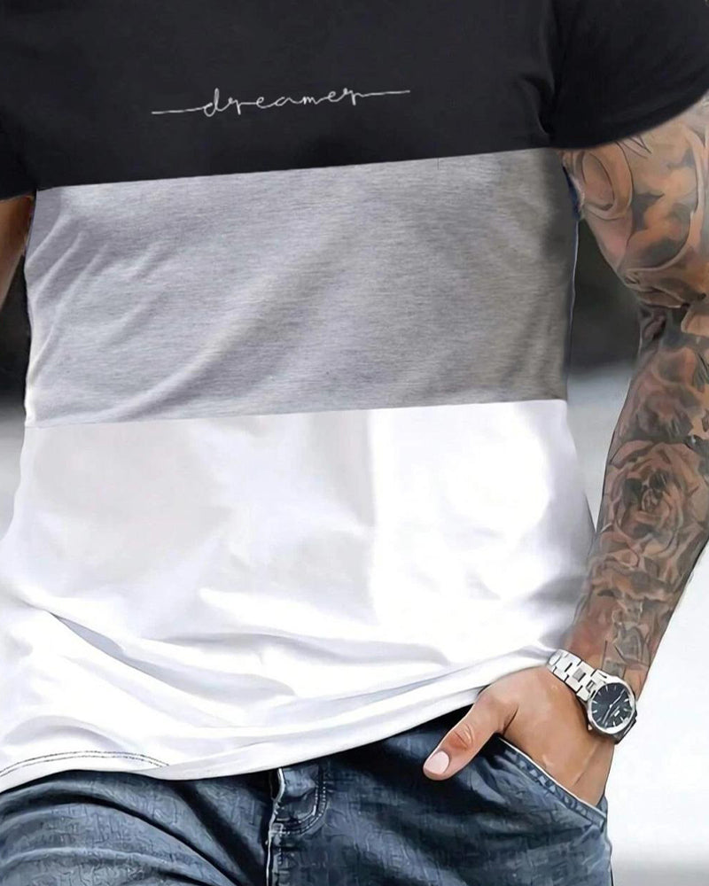 Color Block Crew Neck Short Sleeve T-Shirt