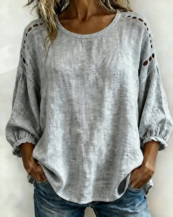 Hollow 100% Cotton  Blouse