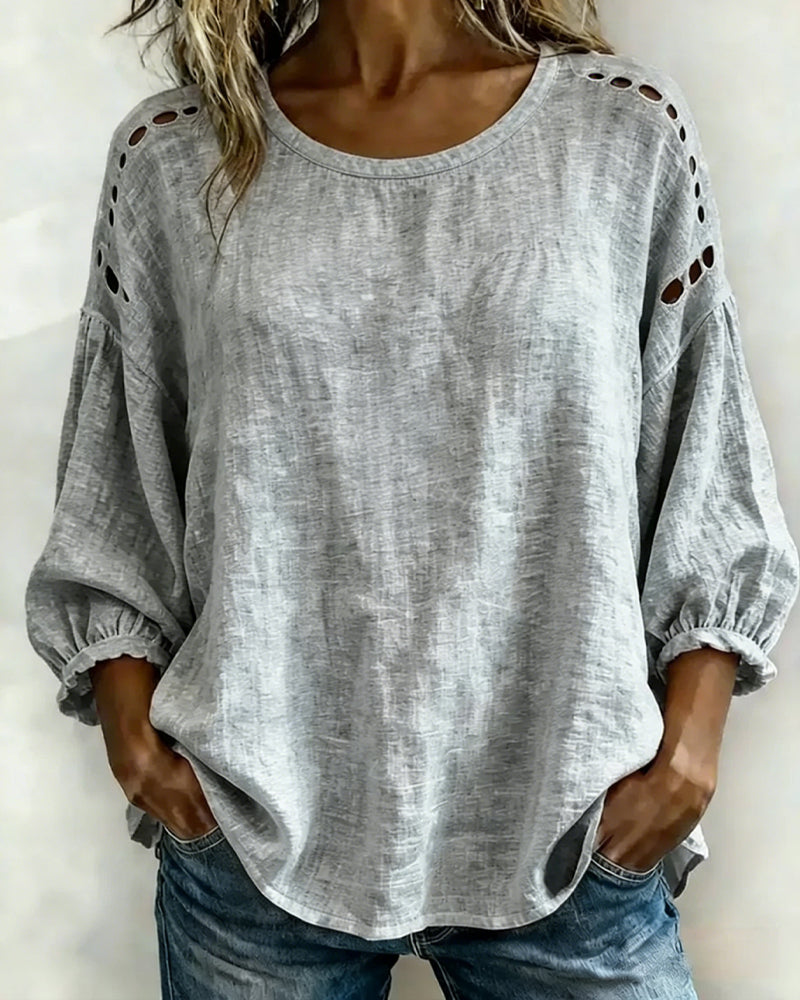 Hollow 100% Cotton  Blouse