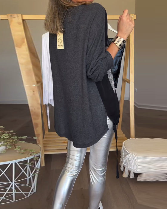 Long sleeve round neck casual top