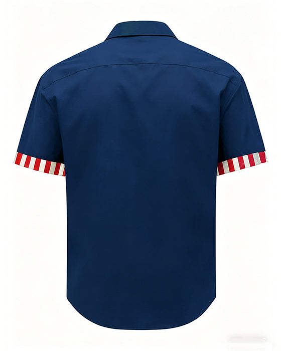 Stars And Stripes Print Short Sleeve Shirt