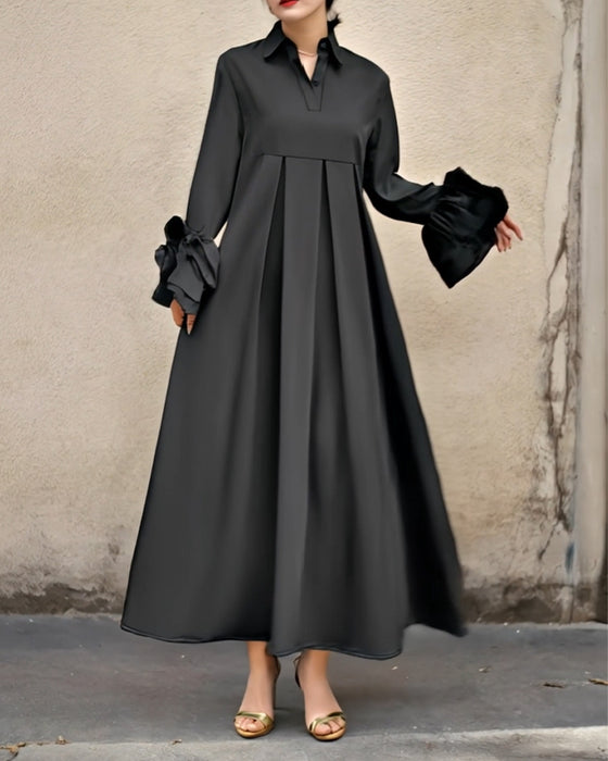 Fashion Shirt Collar Flared Dress