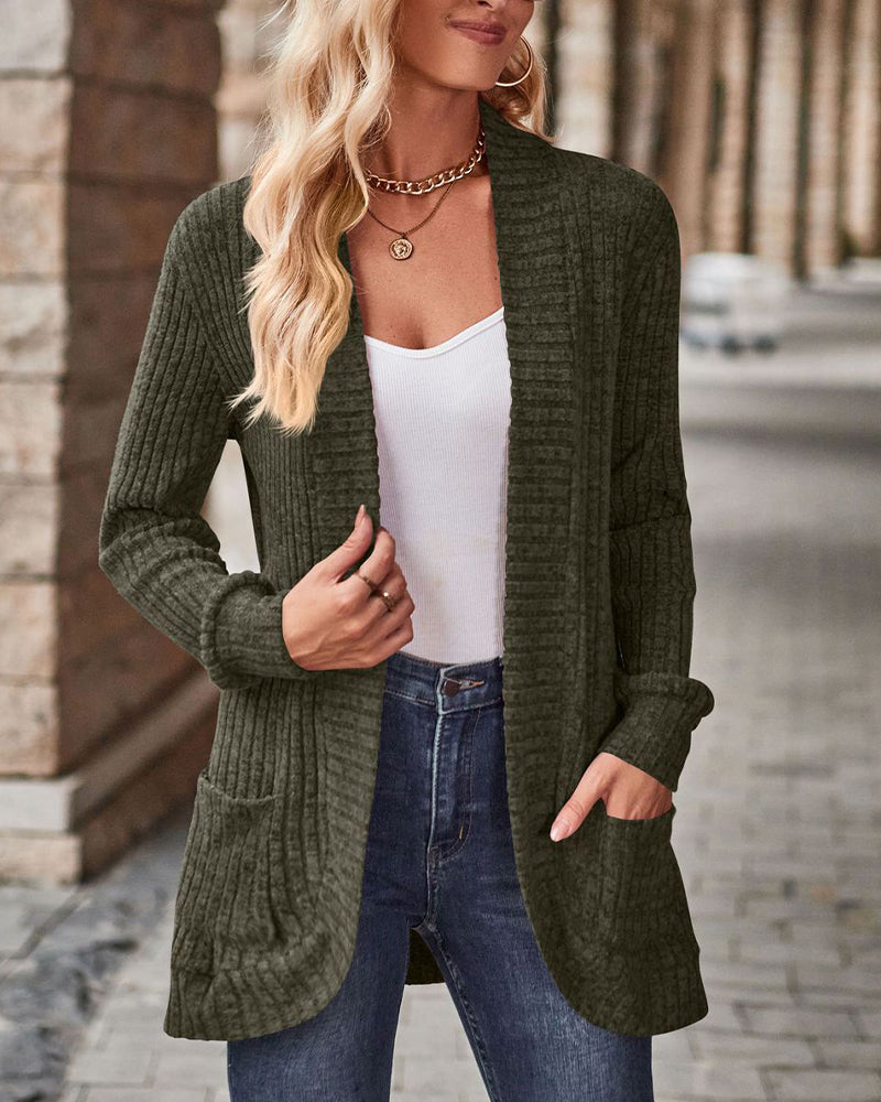 Brushed Casual Long-Sleeve Coat