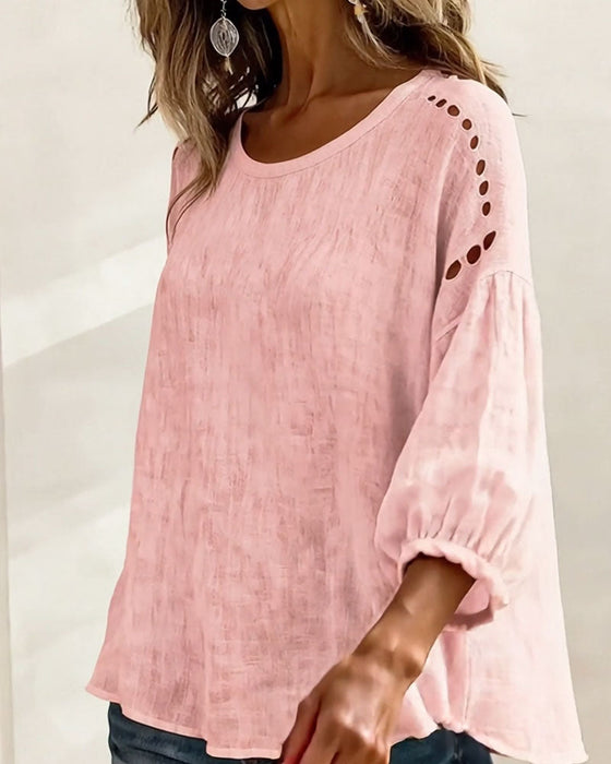 Hollow 100% Cotton  Blouse