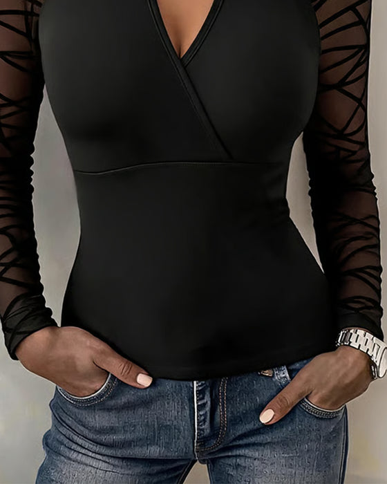 Solid Trendy Long Sleeve Top