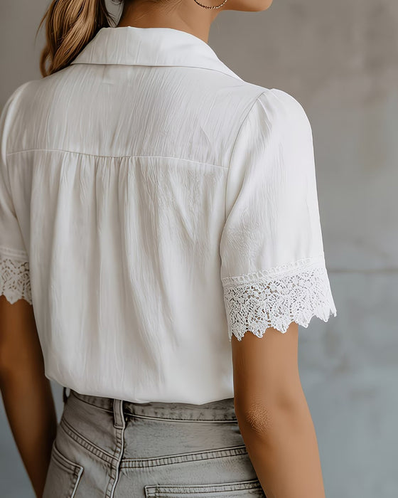 Lace Collar Patchwork Shirt