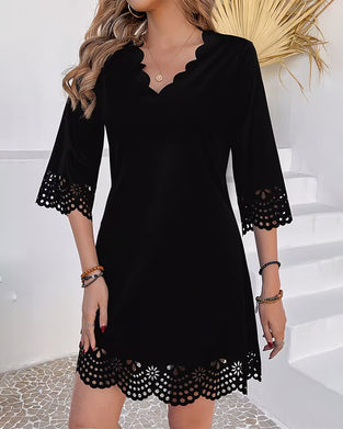 Wavy V-Neck Cutout Dress