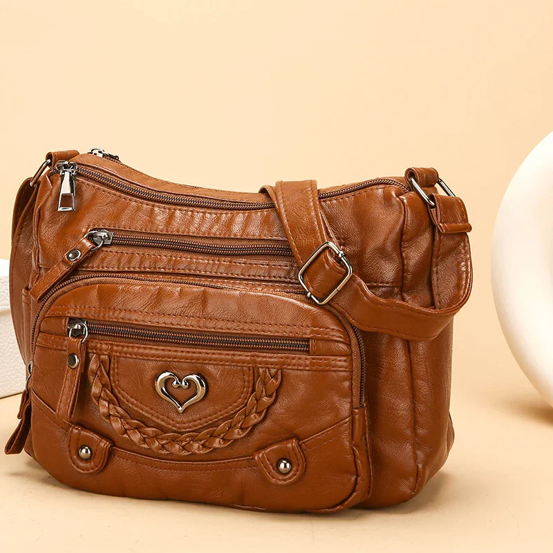 Women's Soft PU Leather Multi-Pocket Crossbody Bag