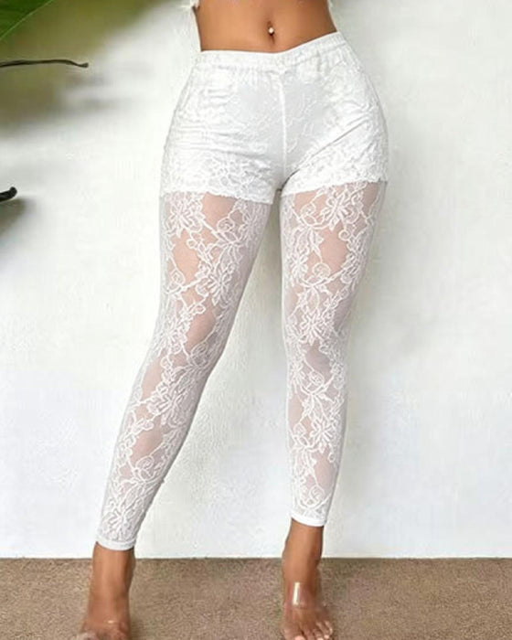 Sheer Lace Skinny Pants